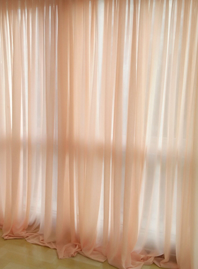 白纱窗帘纱帘柔粉灰色雪纺飘柔客厅卧室阳台飘窗遮阳挂钩魔术贴纱