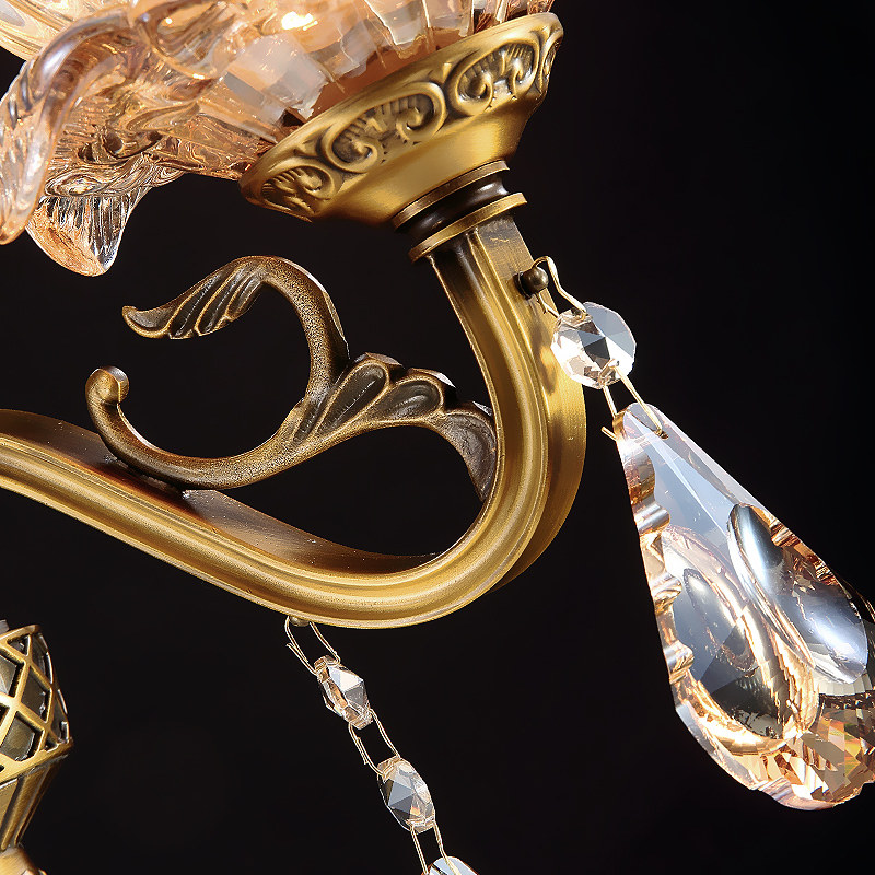 아오미 전체 구리 벽 램프 계단 발코니 통로 창조적 인 벽 조명 유럽식 미국 스타일의 벽 더블 헤드 벽 램프