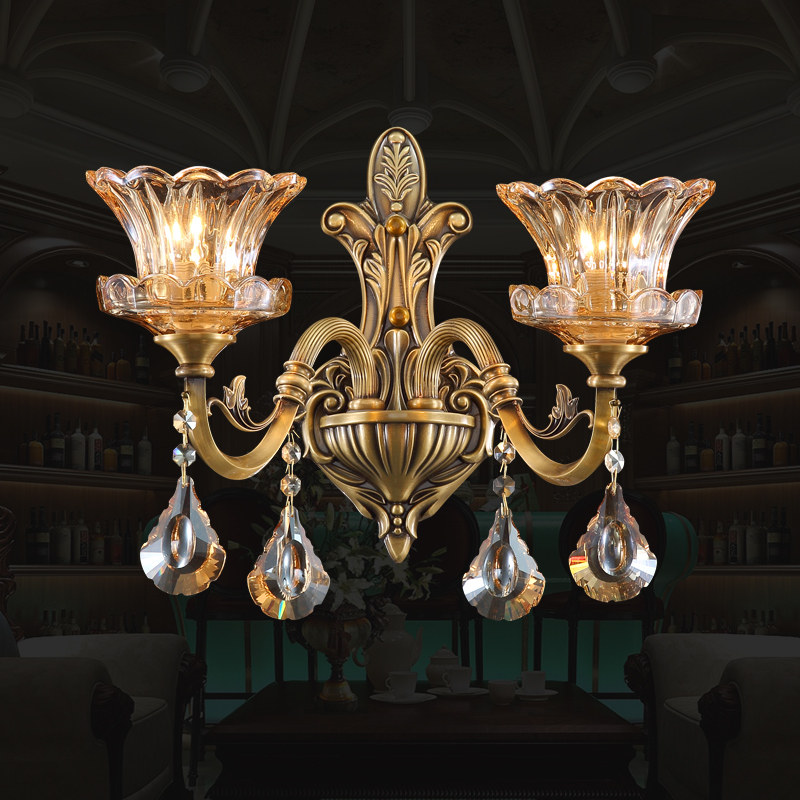 澳米欧式全铜壁灯客厅卧室餐厅美式单双头壁灯奢华大气创意艺术灯