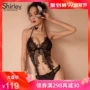 US SHIRLEY lông mi đẹp ren jumpsuit gợi cảm nữ quyến rũ trong suốt treo cổ backless đồ lót mỏng - Một mảnh body định hình giảm eo