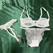纯欲性感蕾丝女超薄钢圈小胸聚拢上托 文胸三件套法式 清仓特价