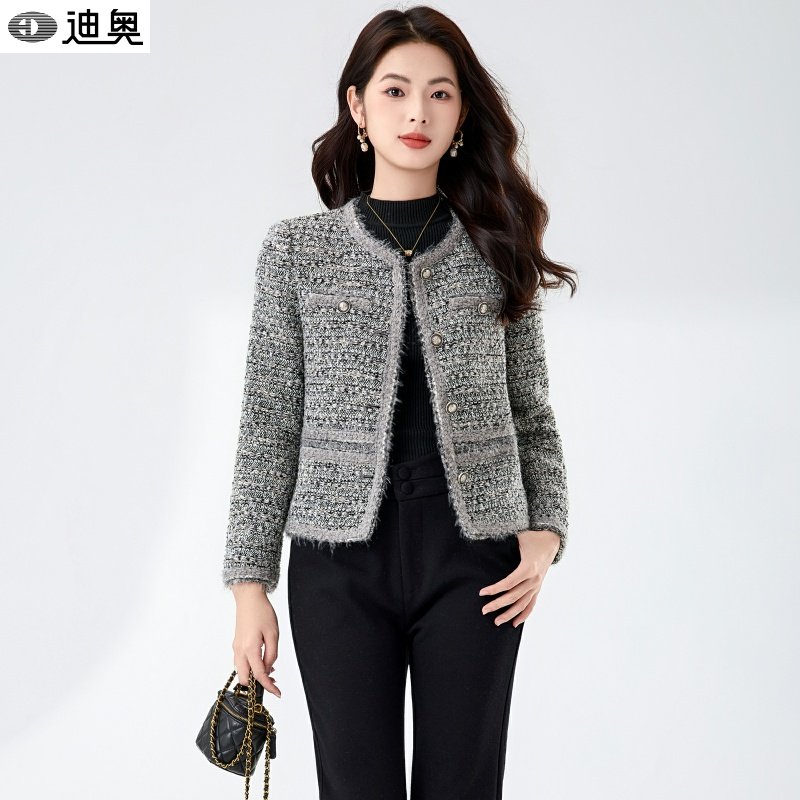 迪奥粗花呢短外套女2025冬季新款高级感轻奢气质小香风春秋上衣服,女装/女士精品,短外套,淘宝优惠券,粉丝福利购,淘宝优惠卷