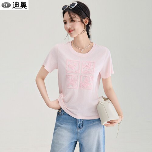 迪奥冰丝凉感天丝棉短袖T恤女夏