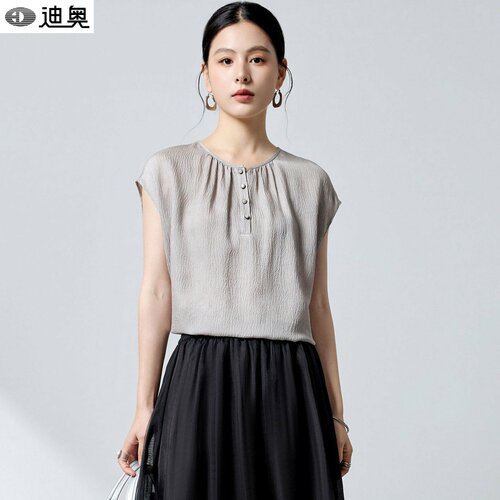 简约高级感桑蚕丝短袖衬衫女