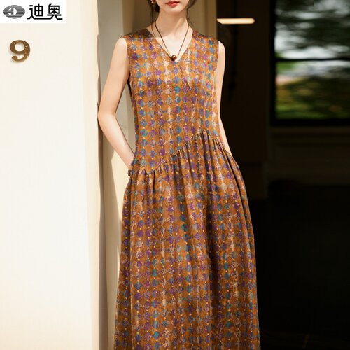 迪奥桑蚕丝香云纱连衣裙真丝裙子