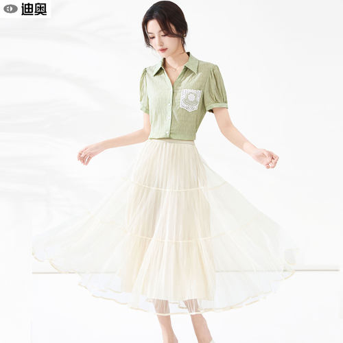 迪奥温柔风女神范两件套装裙女夏