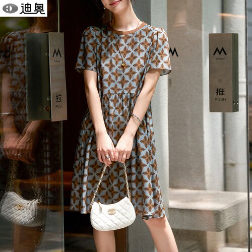 迪奥夏季真丝连衣裙女时尚中长裙