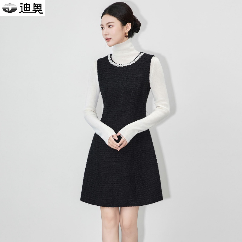 迪奥千金小香风无袖背心连衣裙女