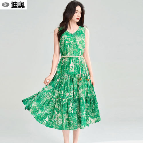 迪奥高级设计感连衣裙显瘦中长裙