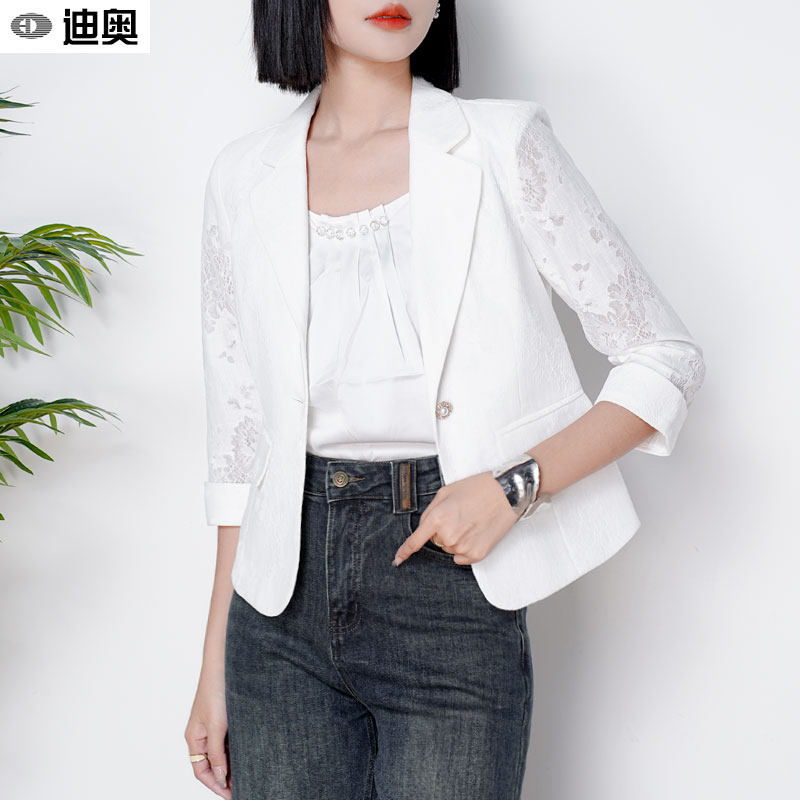 迪奥25春新款西装外套女法式蕾丝拼接设计感气质优雅百搭小西服,女装/女士精品,西装,淘宝优惠券,粉丝福利购,淘宝优惠卷