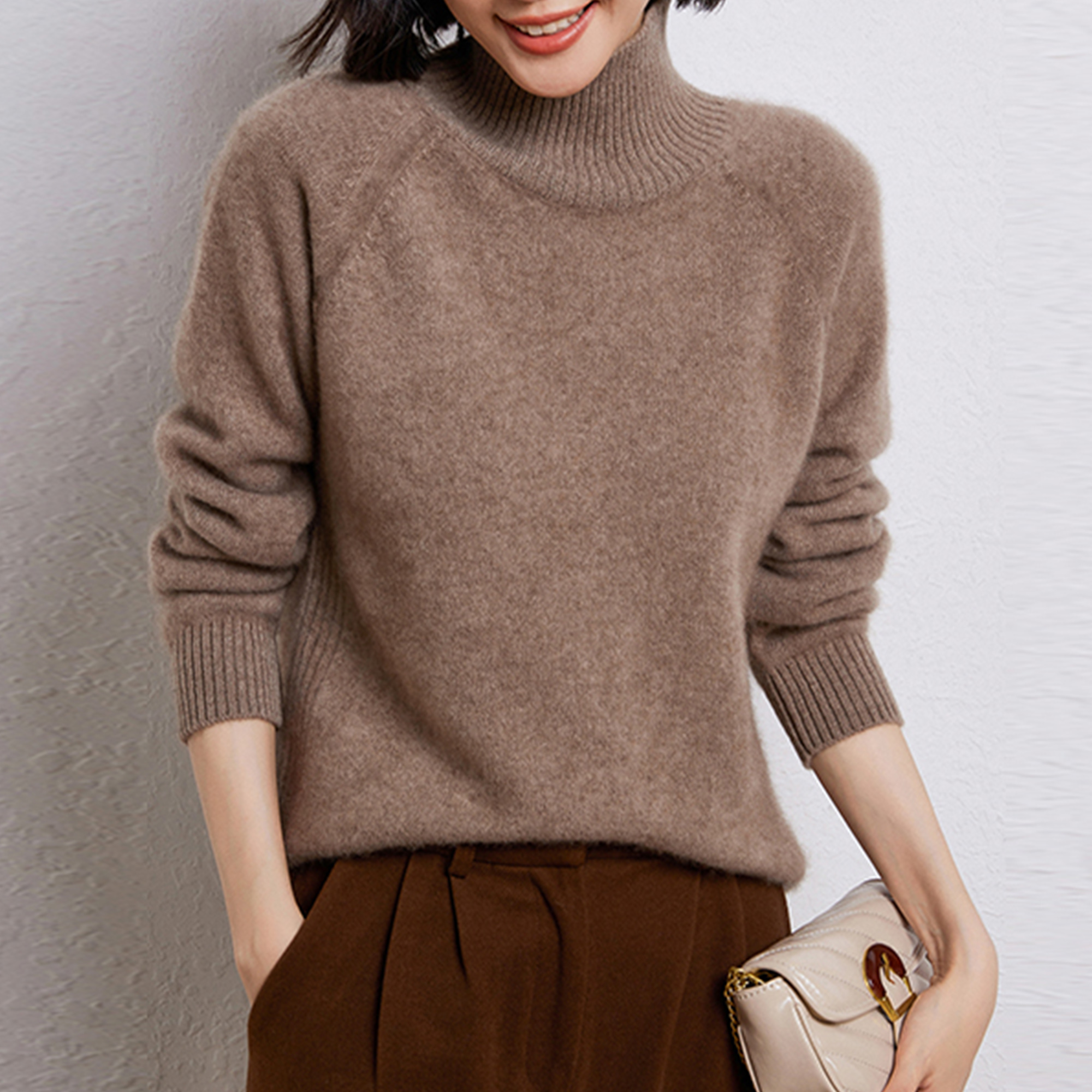 高领长袖羊毛衫女加厚针织毛线衣