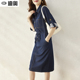 中袖 迪奥秋季 牛仔连衣裙女小香风收腰显瘦裙子潮流休闲秋装 半身裙