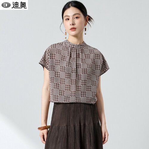 迪奥小众设计感桑蚕丝印花衬衫女
