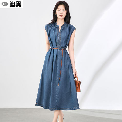 迪奥无袖连衣裙女收腰显瘦牛仔裙