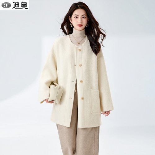迪奥25秋冬轻奢小香风毛呢大衣女