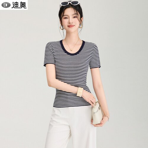 迪奥减龄百搭短袖T恤针织衫女夏