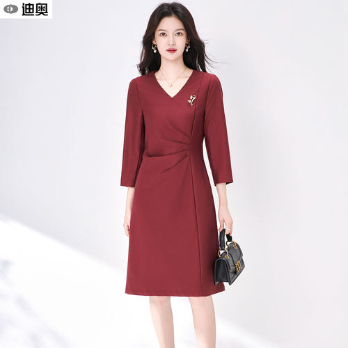 迪奥轻奢时尚优雅早秋法式连衣裙