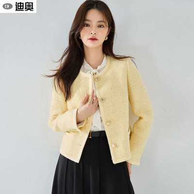 黄色小香风短外套女专柜大牌同款