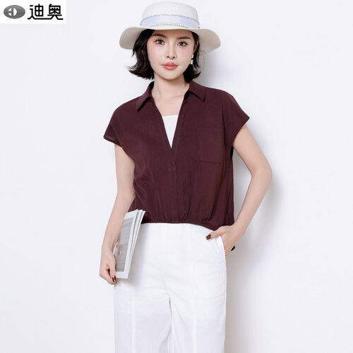 迪奥干练休闲V领无袖衬衫女衬衣