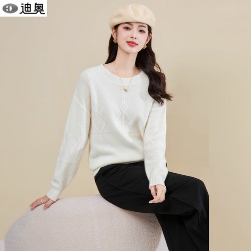 迪奥25秋冬圆领加厚慵懒风毛衣女