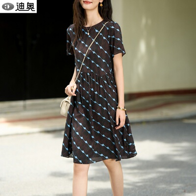 迪奥时尚通勤松弛感真丝连衣裙女