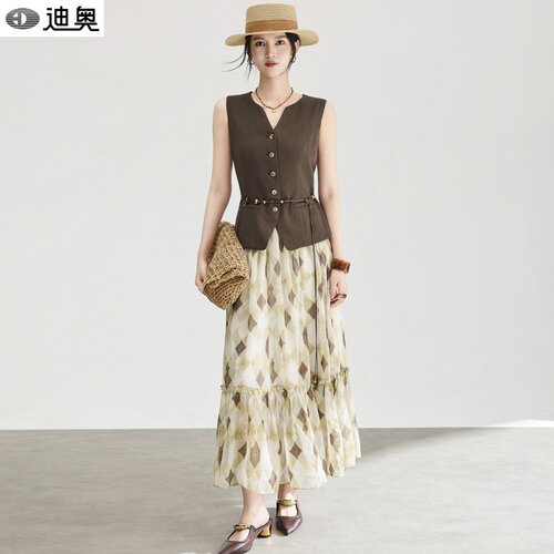 迪奥夏季套装裙女小众轻奢两件套