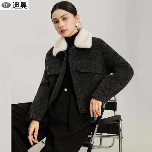 迪奥苏丽绒绵羊毛双面呢外套女冬