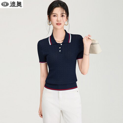迪奥经典百搭短袖针织POLO衫女夏