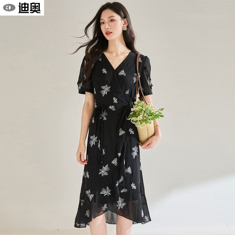 迪奥法式连衣裙女夏25新款高级感蝴蝶波点印花雪纺裙气质度假裙子,女装/女士精品,连衣裙,淘宝优惠券,粉丝福利购,淘宝优惠卷