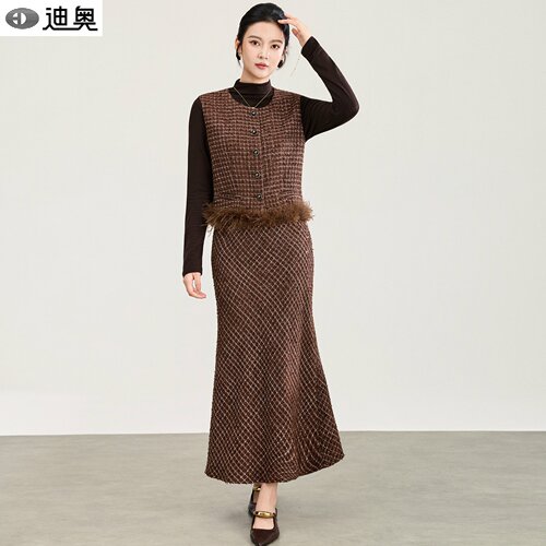 迪奥轻奢高级感小香风两件套装裙
