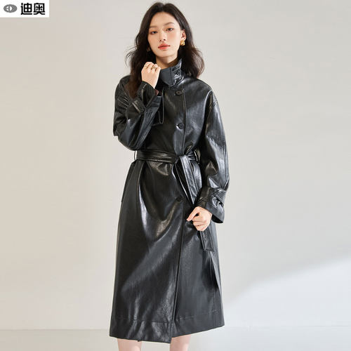 迪奥大牌女士皮衣外套长款风衣女