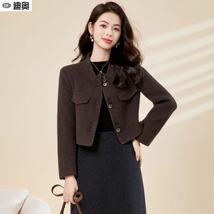 迪奥双面羊绒大衣女2026秋冬新款小个子高级感气质短款羊毛呢外套