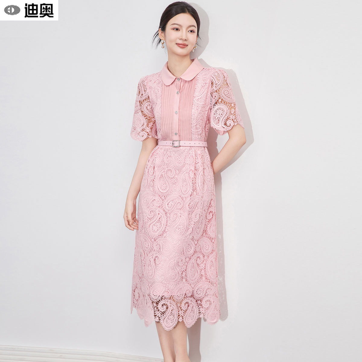迪奥气质名媛连衣裙女夏26新款法式千金风水溶蕾丝裙今年流行裙子