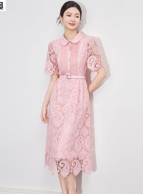 迪奥气质名媛连衣裙女夏26新款法式千金风水溶蕾丝裙今年流行裙子