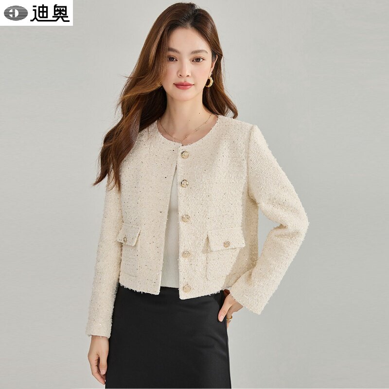 迪奥小香风女短外套25秋冬新款轻奢法式气质名媛风珠片粗花呢上衣,女装/女士精品,短外套,淘宝优惠券,粉丝福利购,淘宝优惠卷