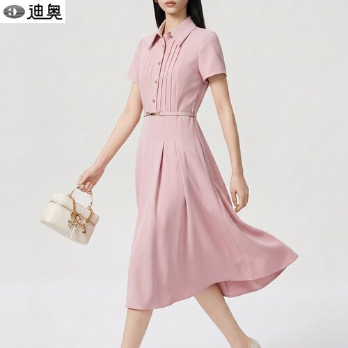 迪奥夏季粉色连衣裙时尚A字裙子