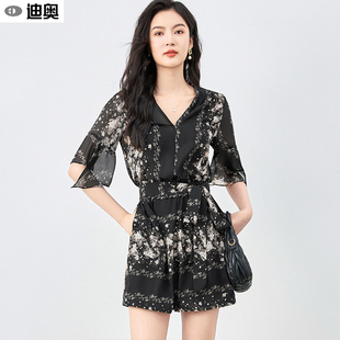 迪奥高端气质连体裤女法式显瘦连体衣名媛轻奢连衣裤休闲阔腿裤夏