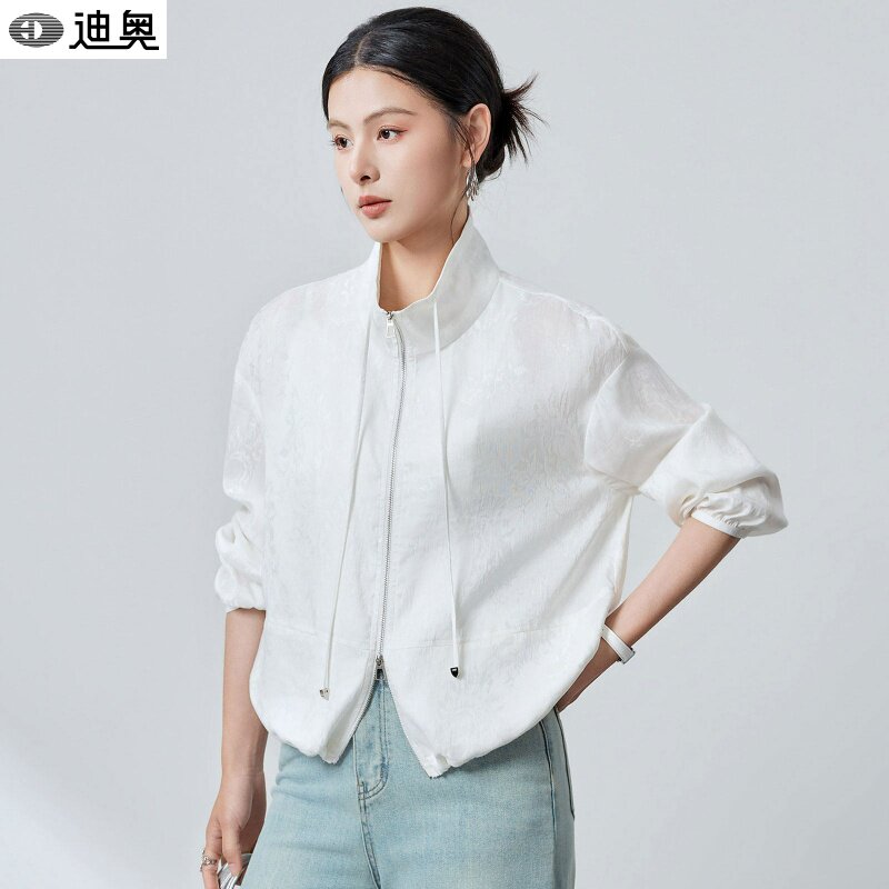 迪奥真丝亚麻提花薄款外套女2026春夏新款气质通勤休闲百搭防晒衣