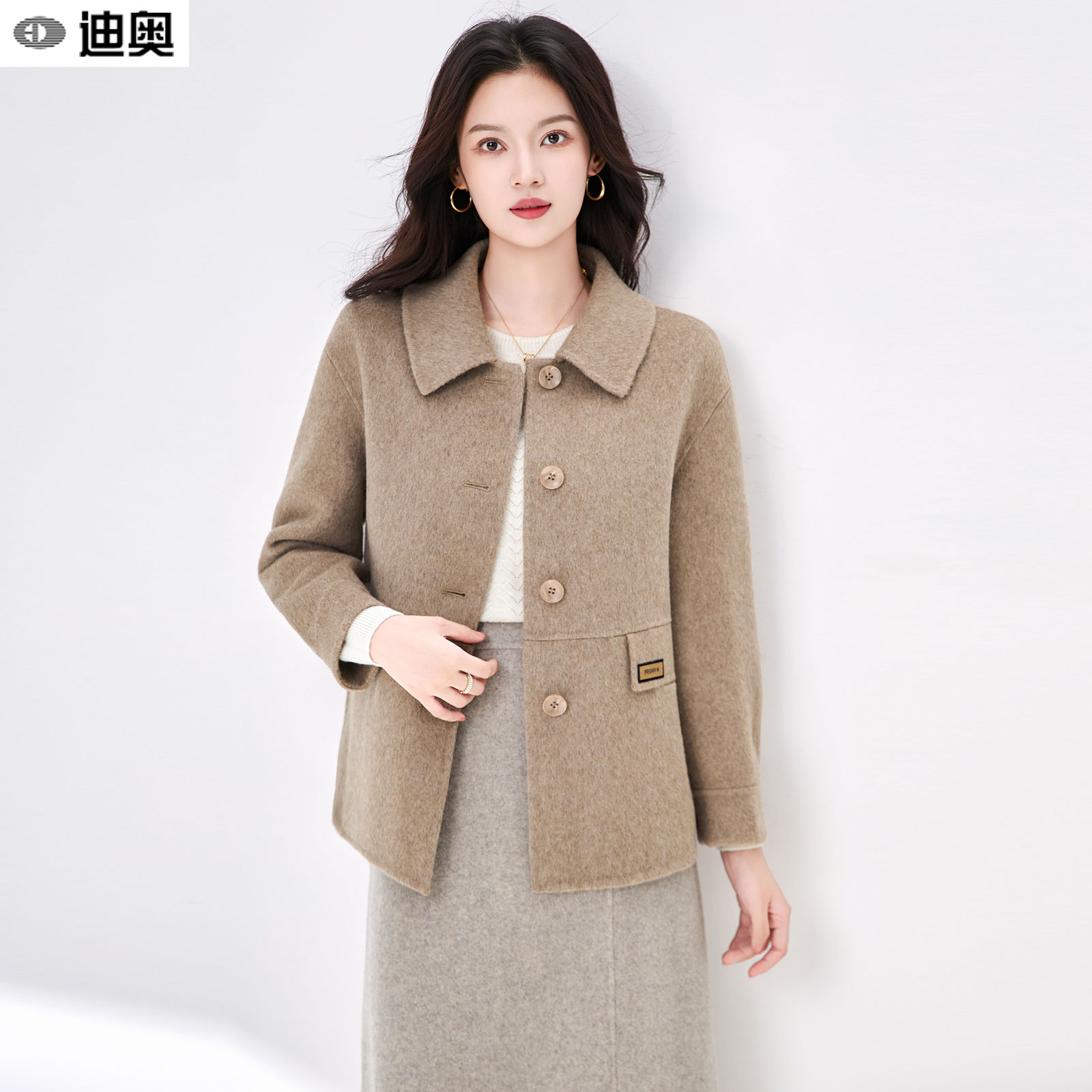 迪奥高端时尚百搭羊毛双面呢外套