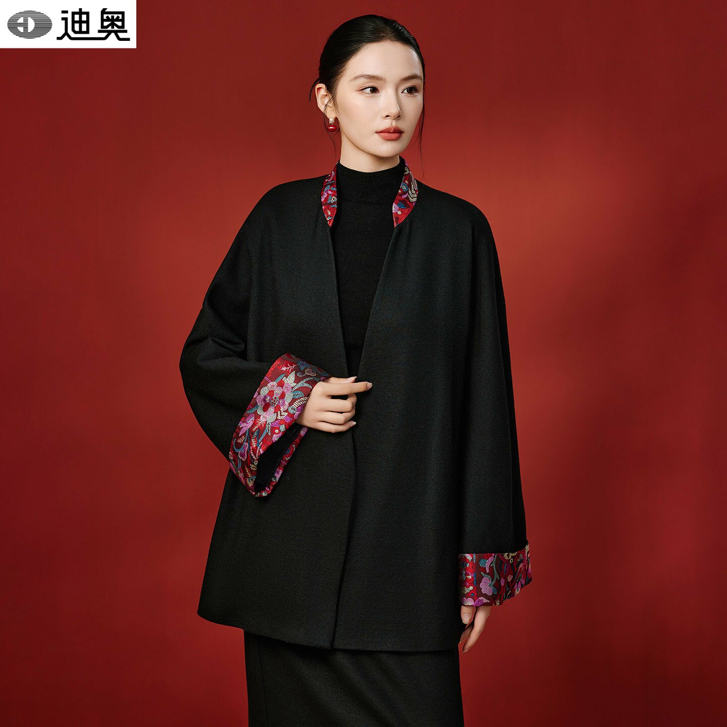 迪奥新中式100%绵羊毛大衣女2026秋冬新款复古高级感气质毛呢外套