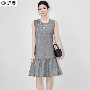 迪奥轻奢高品质小香风名媛气质无袖背心裙荷叶边连衣裙25春秋新款