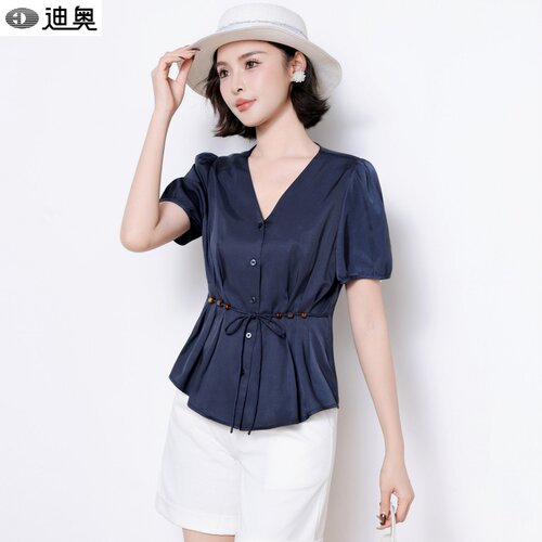 迪奥时髦洋气设计感衬衫女夏衬衣