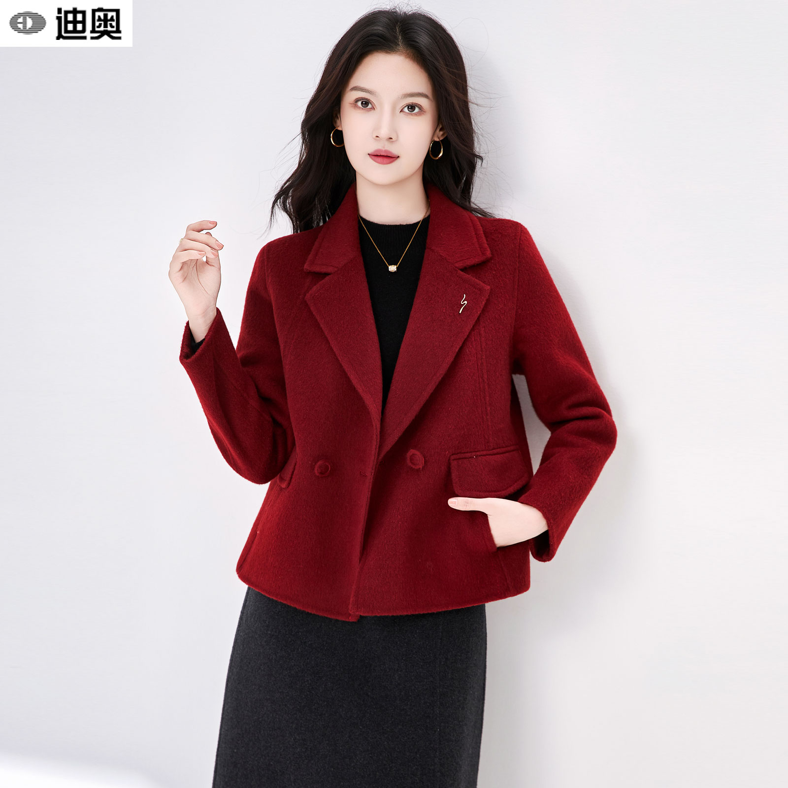 迪奥小个子时尚通勤百搭羊毛大衣