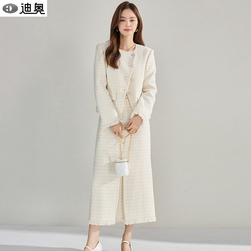 迪奥法式千金风小香风两件套装女25新款气质名媛羊毛外套+半身裙,女装/女士精品,时尚套装,淘宝优惠券,粉丝福利购,淘宝优惠卷