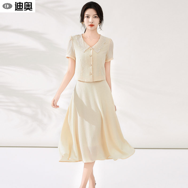 迪奥复古优雅盐系轻熟两件套装裙