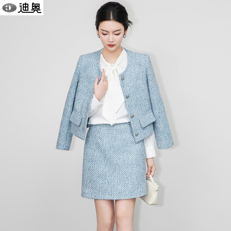 迪奥法式小香风两件套装裙女26新款千金名媛风粗花呢外套+半身裙