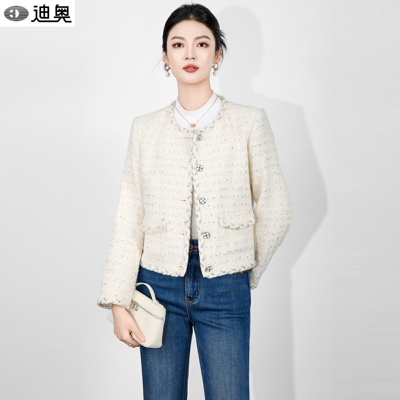 迪奥羊毛粗花呢小香风短外套女25秋冬新款法式名媛千金风外套上衣,女装/女士精品,短外套,淘宝优惠券,粉丝福利购,淘宝优惠卷