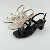 高跟鞋 百搭配裙子女士一字带粗跟凉鞋 女夏季 时尚 外穿2025新款 法式