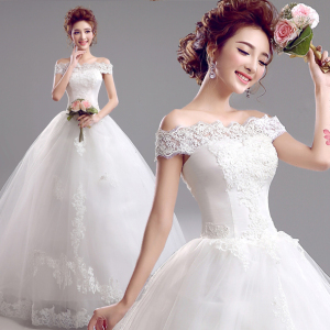 Elegant Korean lace shoulder repair and bridal wedding dress