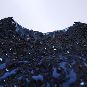 Blue black long sleeved bride wedding dinner will show host long dress